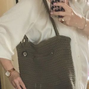 The Sak Crocheted Shoulder Bag in Taupe